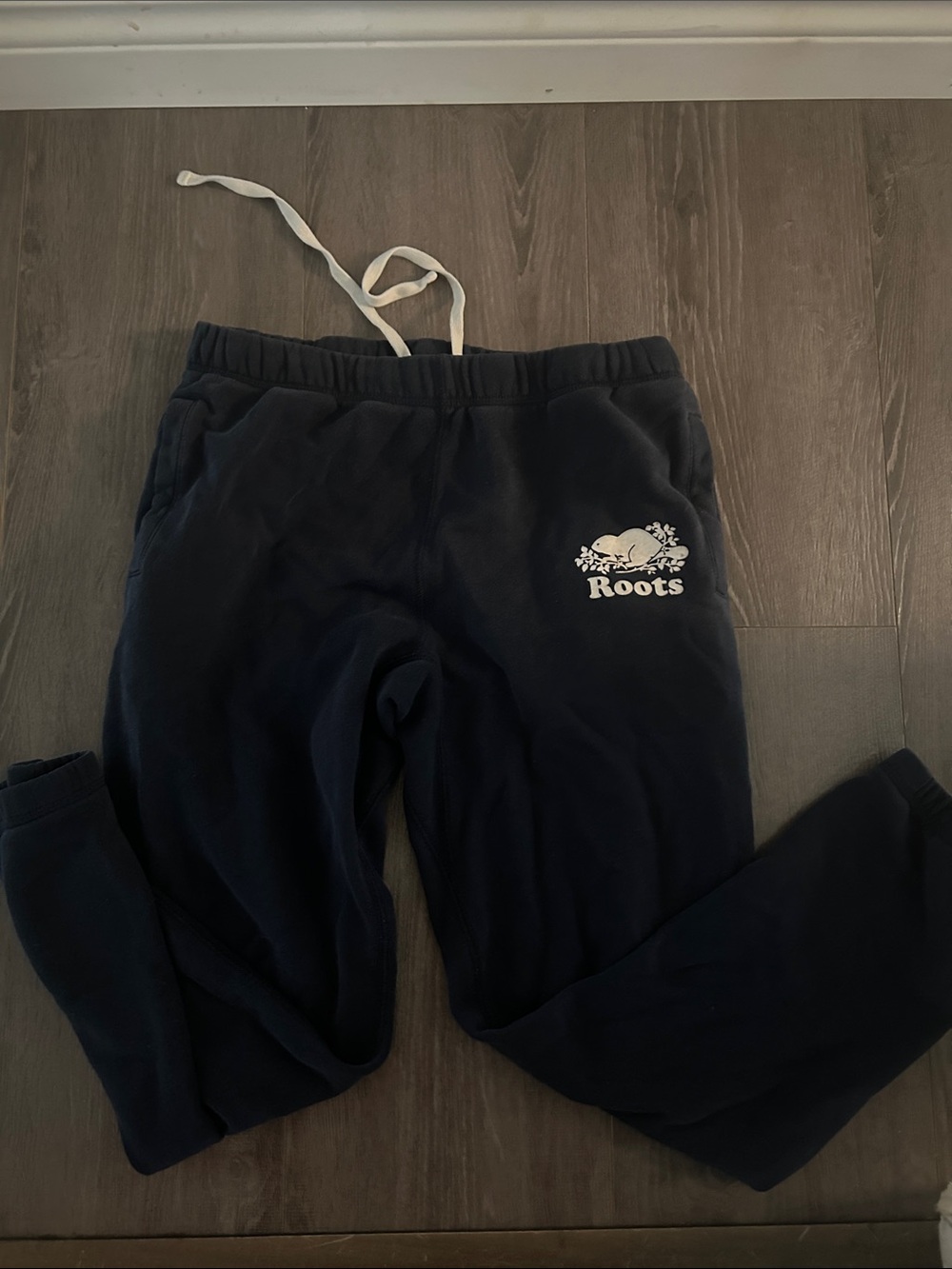 Roots Kids Navy Blue Sweatpants with White Logo